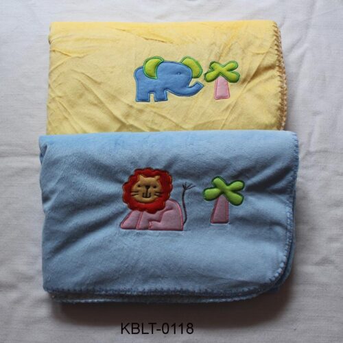 Animal embroidered terry baby blankets liquidation stock